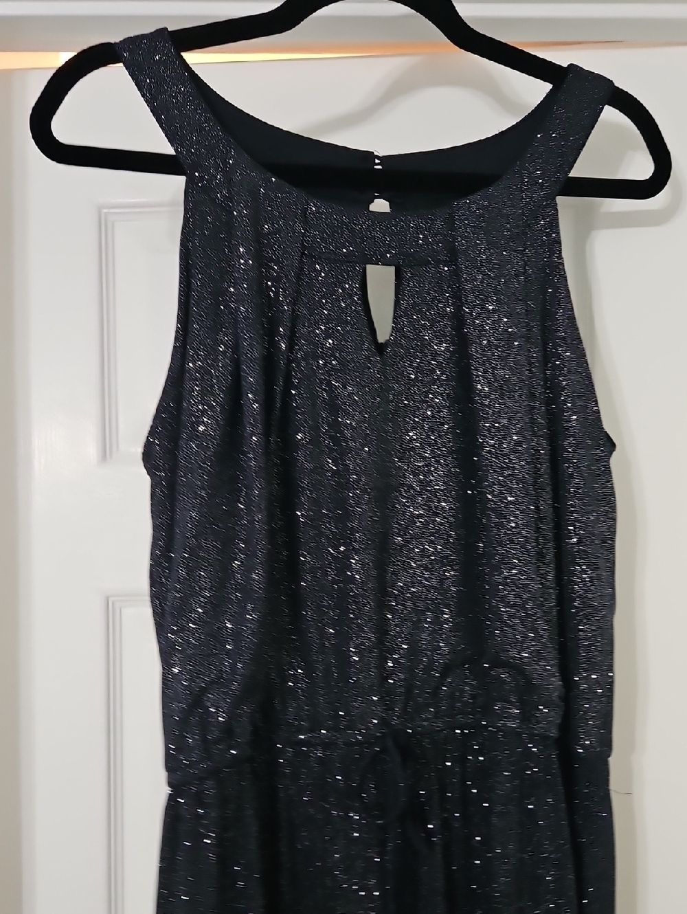 Enfocus Studio Navy Sparkly Wide-Leg Formal Jumpsuit